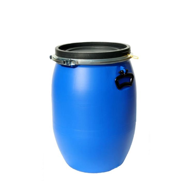 Bidão de plástico, 60 litros, azul com aprovação UN