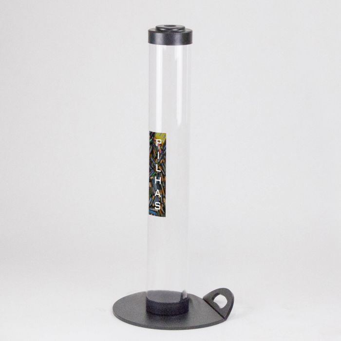 Pilhão 9 litros ø120x800 mm transparente tampa e base pretas