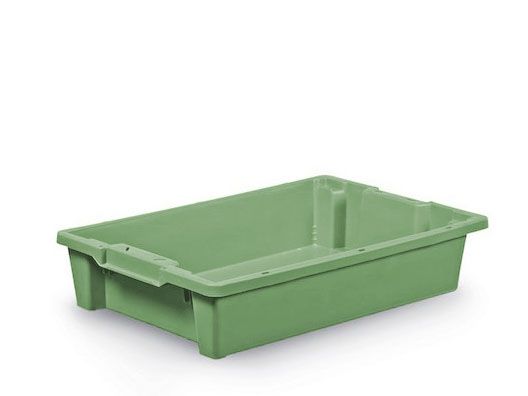 Caixa encaixável 600x400x120 mm 20 l. paredes fechadas, verde
