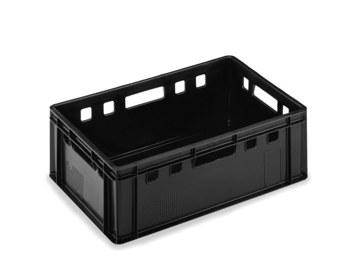 Caixa Euro E1 empilhável 35 L 600x400x200 mm preto PEAD virgem