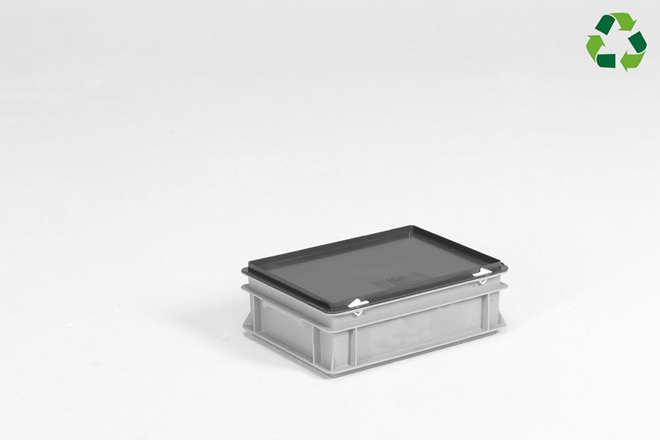 Caixa com tampa E-line 10L 400x300x135 mm, cinza
