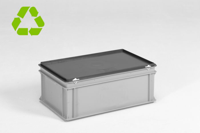 Caixa com tampa E-line 40L 600x400x235 mm, cinza