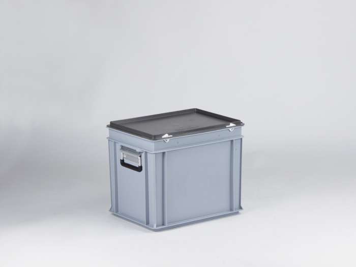 Caixa-maleta empilhável 30L 400x300x340 mm com 2 pegas, cinza