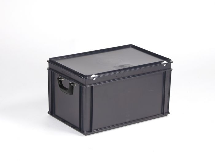 Mala E-line 60 L 600x400x340 mm tampa c dobradiças fechos ESD preto