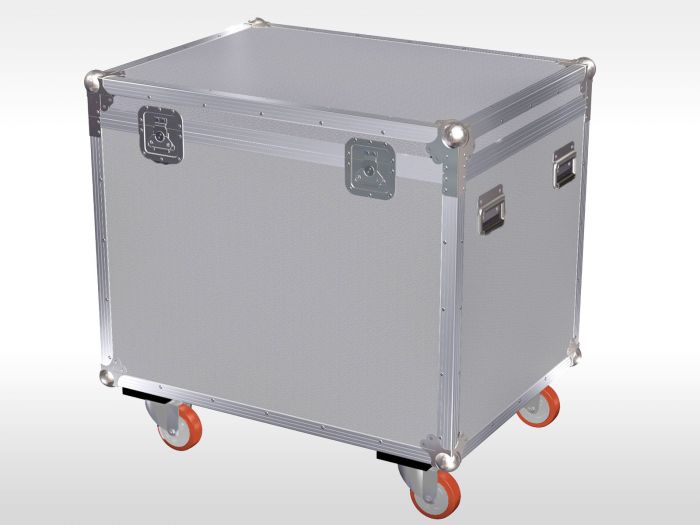 Flightcase universal sobre rodas com tampa de plástico removível e trancável