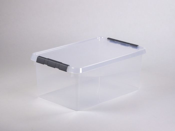 Caixa de armazenagem transparente com tampa 45L
