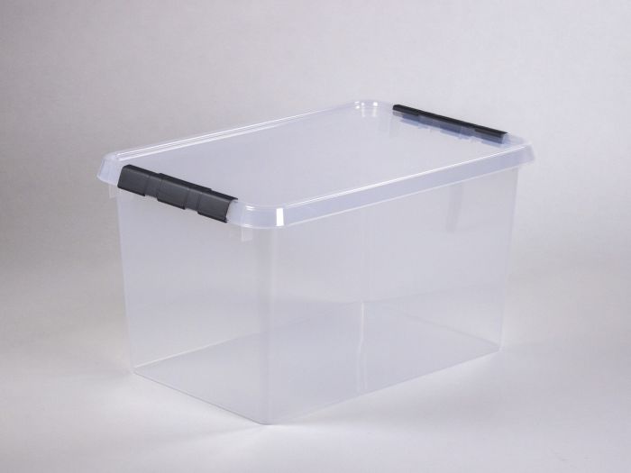 Caixa de armazenagem transparente c tampa 62L