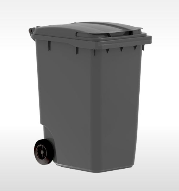 Contentor 360 L, 2 rodas, cinza