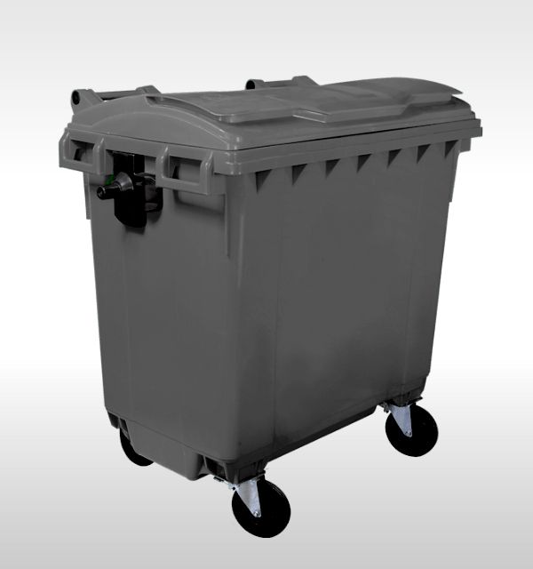 Contentor 770 L, 4 rodas, 1370x780x1365 mm, cinza