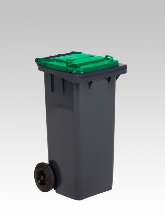 Contentor 120 litros, 480x550x940 mm corpo antracite com tampa verde
