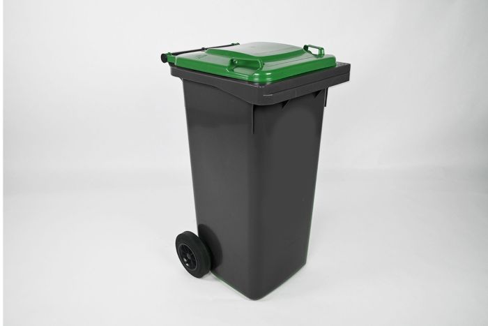Contentor de lixo 120L com 2 rodas, antracite com tampa verde