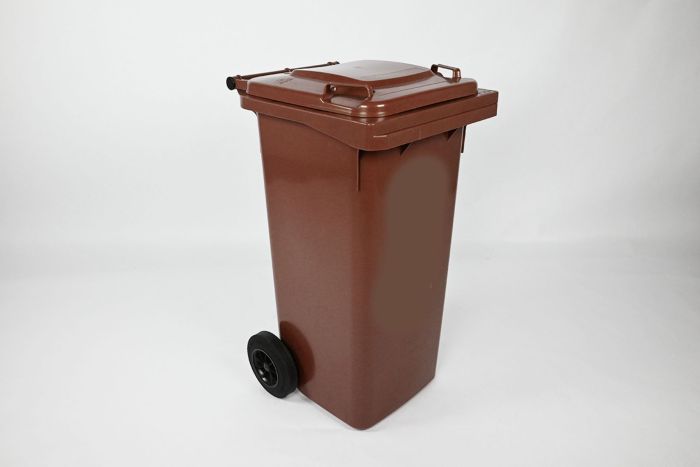 Contentor de lixo 120L com 2 rodas, castanho