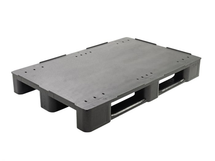 Mepal E-line palete c/3 patins, 1200x800x145 mm, PP reciclado preto piso fechado