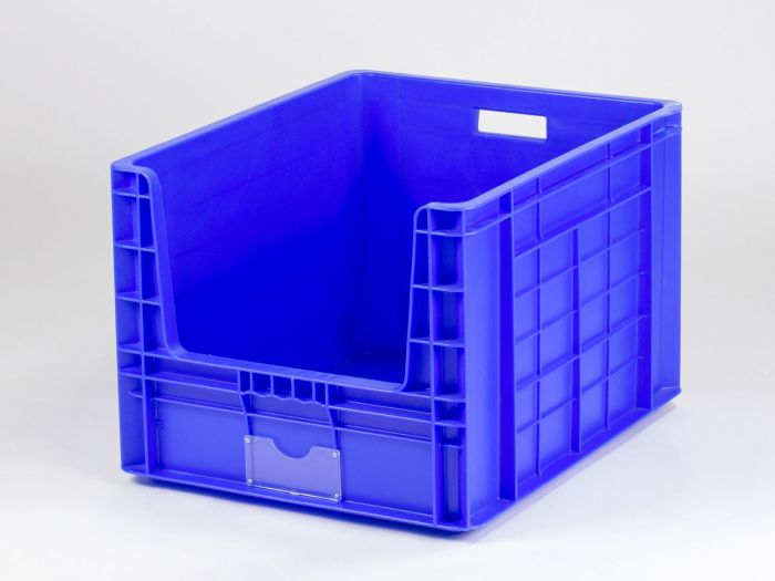 Caixa de armazém 97 L, 605x500x400 mm, abertura frontal, azul