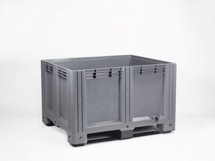 Kunststof palletbox, 1200x1000x760 mm, 610 l, grijs