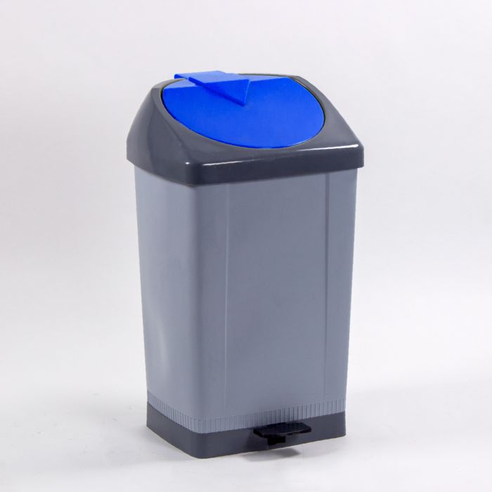 Contentor do lixo com pedal 58L, 430x400x750 mm, cinza/azul