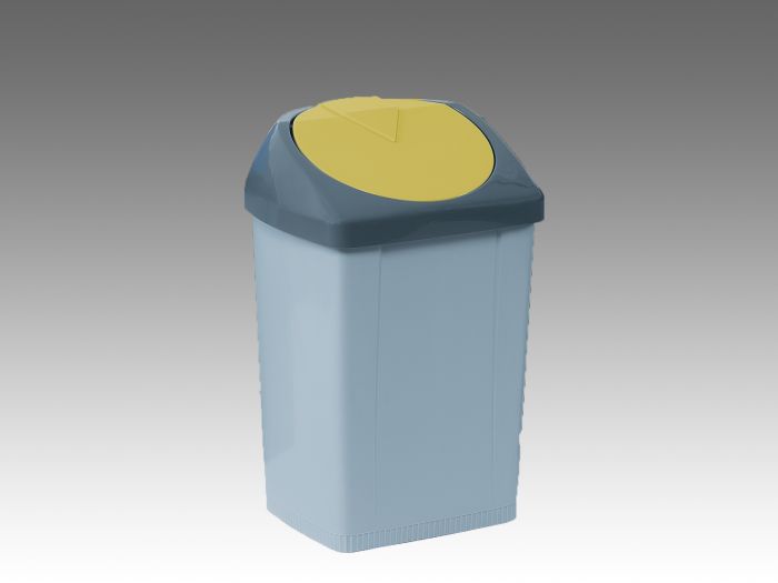 Contentor 58 Ll, medidas 430x400x750 mm, cinza/tampa amarelo