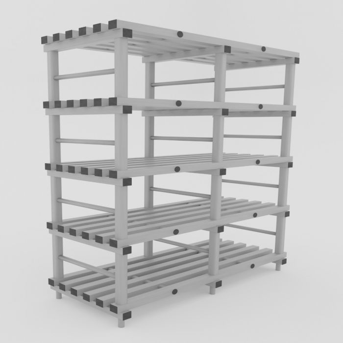 Estante higiénica em plástico 200x60x177 cm, com 5 prateleiras de 60 cm