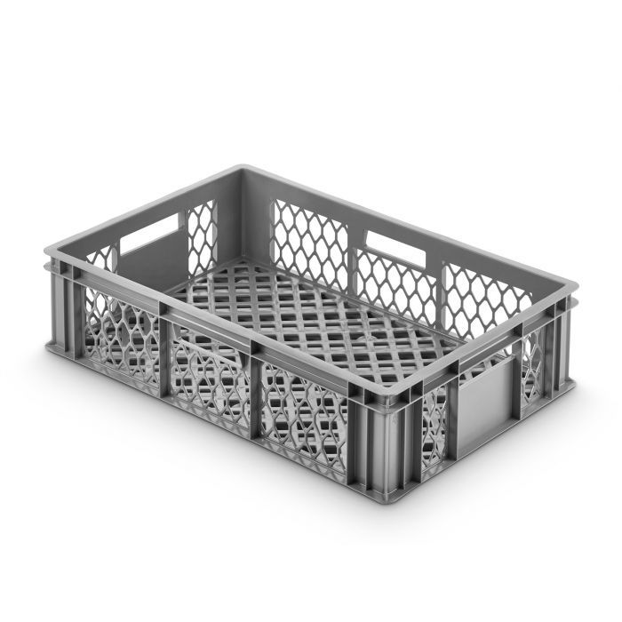 Caixa euronorm empilhável 33 L 600x400x171 mm, perfurados, cinza claro