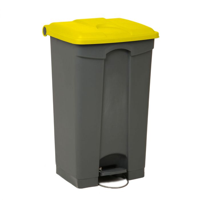 Contentor com pedal 90 L 500x410x820 mm, cinza c tampa amarelo (por unidade)