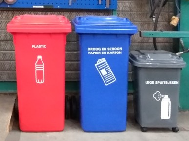 Stickers on waste containers